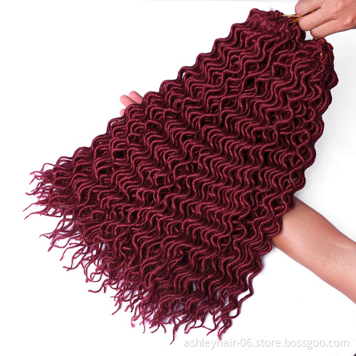 Heat Resistant Fiber Synthetic Crochet Goddess Curly Wavy Faux Locs Hair Extensions
